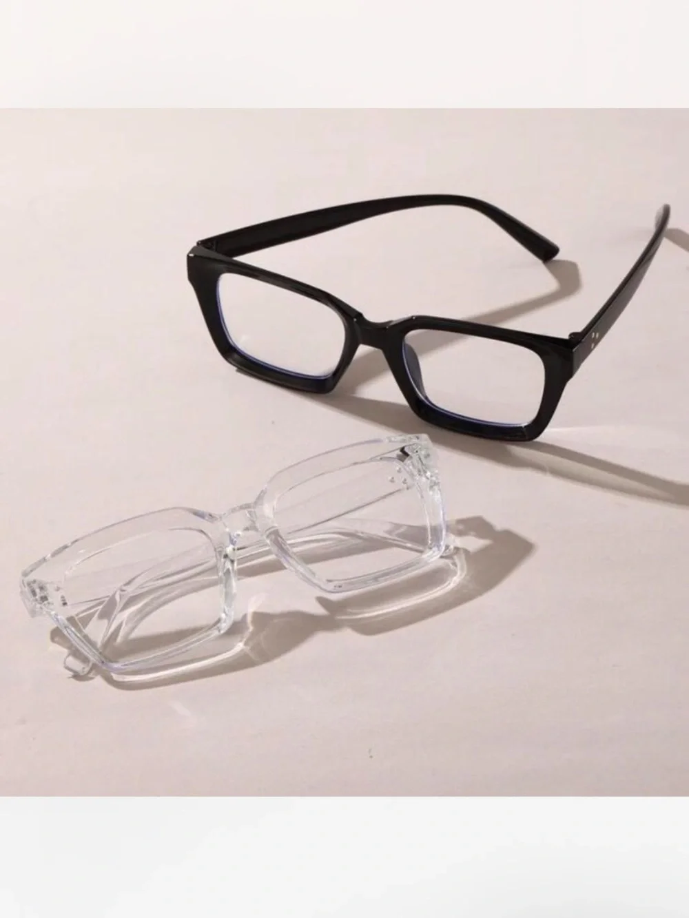 Square Frame Glasses - Black and Clear